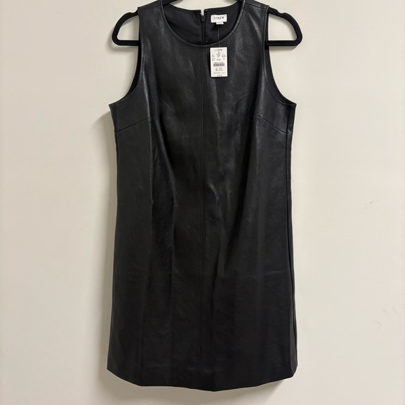 NWT J Crew Factory Black Faux-leather shift dress Size 8 - Picture 2 of 7